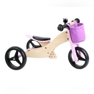 Charming Wooden Tricycle with Pink and Black Accents